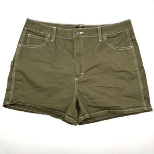 Dickies Olive Green Contrast Stitch High Rise Women's Carpenter Shorts 33x3.5"